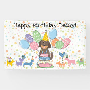 Schokolade Goldendoodle Hund Geburtstagsparty Banner