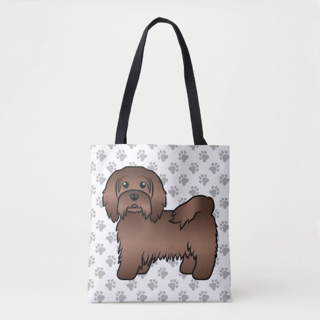 Schokolade Havanese Niedlich Cartoon Dog & Paws (Vorderseite)