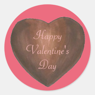 Schokolade Herzfröhlich Valentinstag Rosa braun Runder Aufkleber