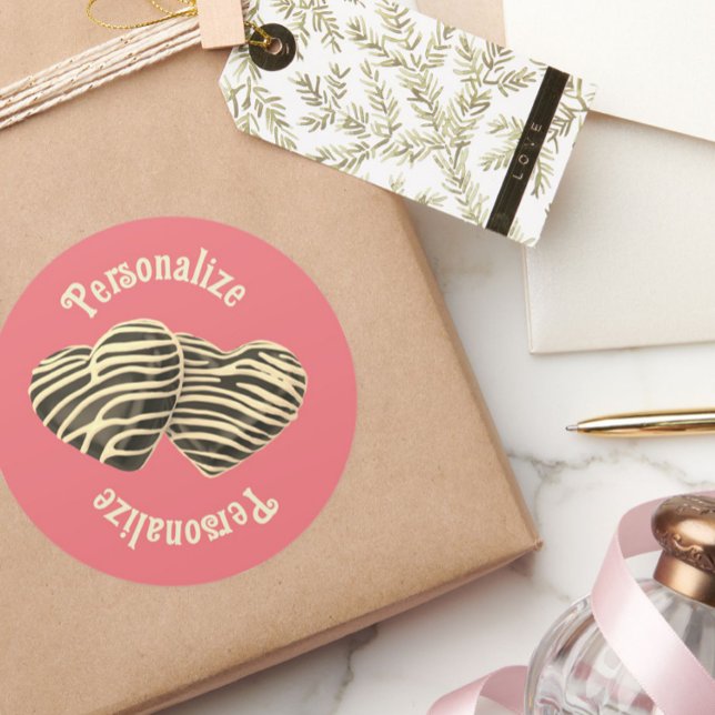 Schokolade Herzkoralle rosa niedliche Liebe Runder Aufkleber (Von Creator hochgeladen)
