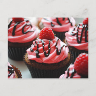 Schokolade Himbeere Cupcake Postkarte