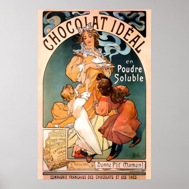 Schokolade Ideal 1897 POSTER DRUCK Alphonse Mucha (Vorne)