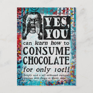 Schokolade konsumieren - Funny Vintage Ad Postkarte