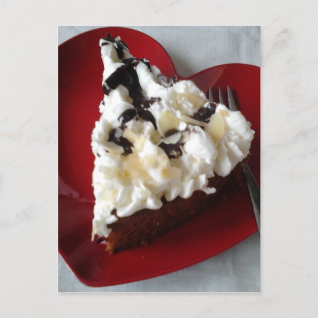 Schokolade Kuchen Herzplatte Postkarte (Vorderseite)