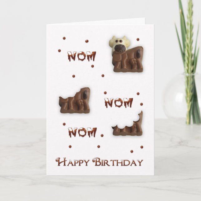 Schokolade Kuh Nom Nom Geburtstag Grußkarte Karte (Vorderseite)