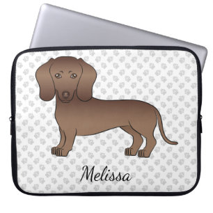 Schokolade Kurze Haare Dackel Cartoon Dog & Name Laptopschutzhülle