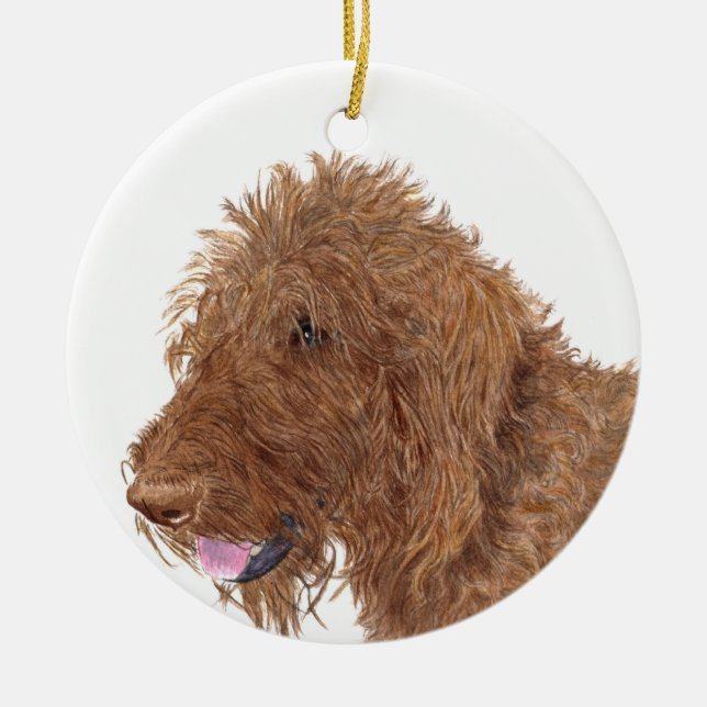 Schokolade Labradoodle Keramik Ornament (Vorne)
