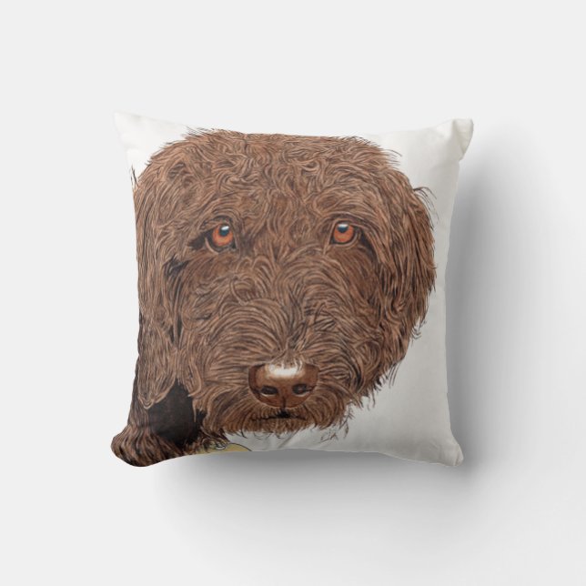 Schokolade Labradoodle Kissen (Vorderseite)