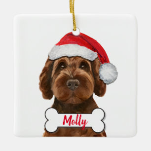 Schokolade Labradoodle / Schokolade Goldendoodle C Keramikornament