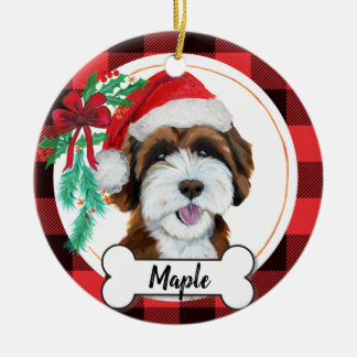 Schokolade Labradoodle / Schokolade Goldendoodle Keramik Ornament