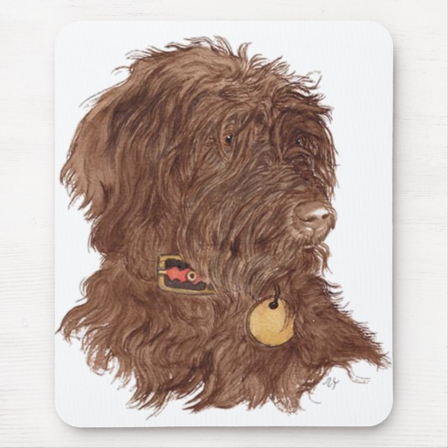 Schokolade Labradoodle Xena Mousepad (Vorne)