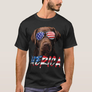 Schokolade Labrador 4. Juli American Flag Patrioti T-Shirt