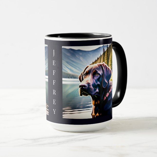 Schokolade Labrador am Bergsee Tasse (VorderseiteRechts)