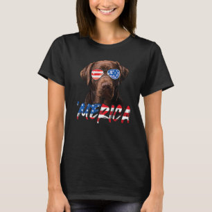 Schokolade Labrador American Flag Labrador Dog 4. T-Shirt