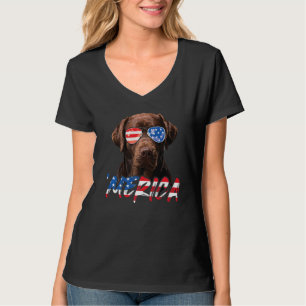 Schokolade Labrador American Flag Labrador Dog 4. T-Shirt