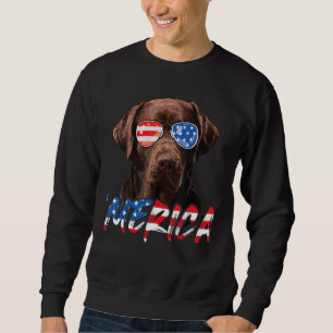 Schokolade Labrador American Flag Labrador Hund 4. Sweatshirt