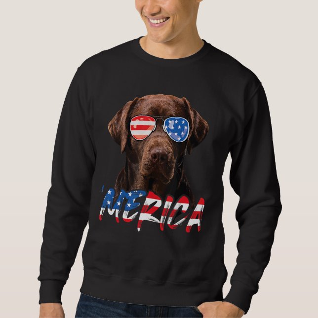 Schokolade Labrador American Flag Labrador Hund 4. Sweatshirt (Vorderseite)