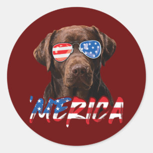 Schokolade Labrador American Flag Labrador Hund Lo Runder Aufkleber