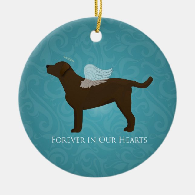 Schokolade Labrador Angel Pet Memorial Design Keramikornament (Vorne)