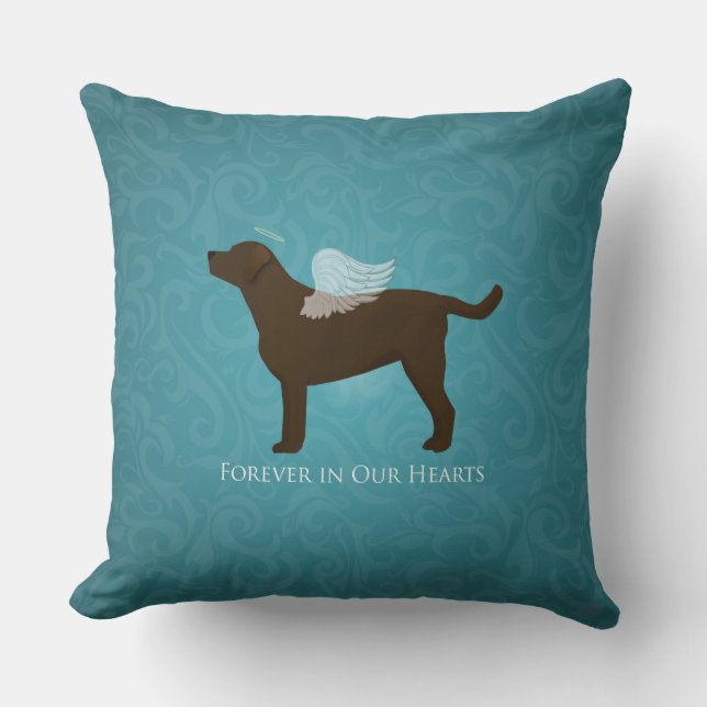 Schokolade Labrador Angel Pet Memorial Design Kissen (Vorderseite)