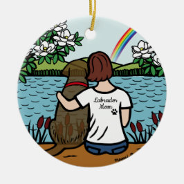 Schokolade Labrador Angel und Mama Braun Keramik Ornament