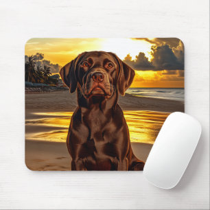 Schokolade Labrador bei Sunset Mousepad
