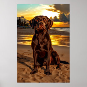 Schokolade Labrador bei Sunset Poster
