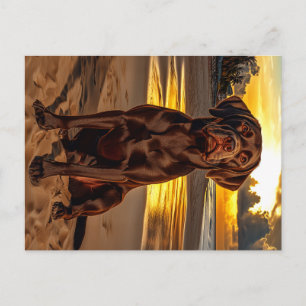 Schokolade Labrador bei Sunset Postkarte