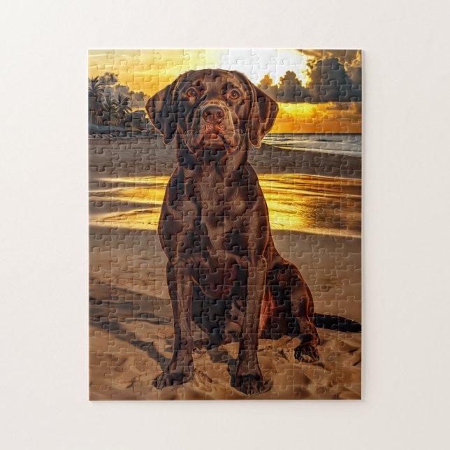 Schokolade Labrador bei Sunset Puzzle (Vertikal)