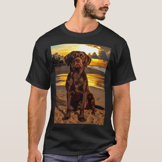 Schokolade Labrador bei Sunset T-Shirt (Vorderseite)