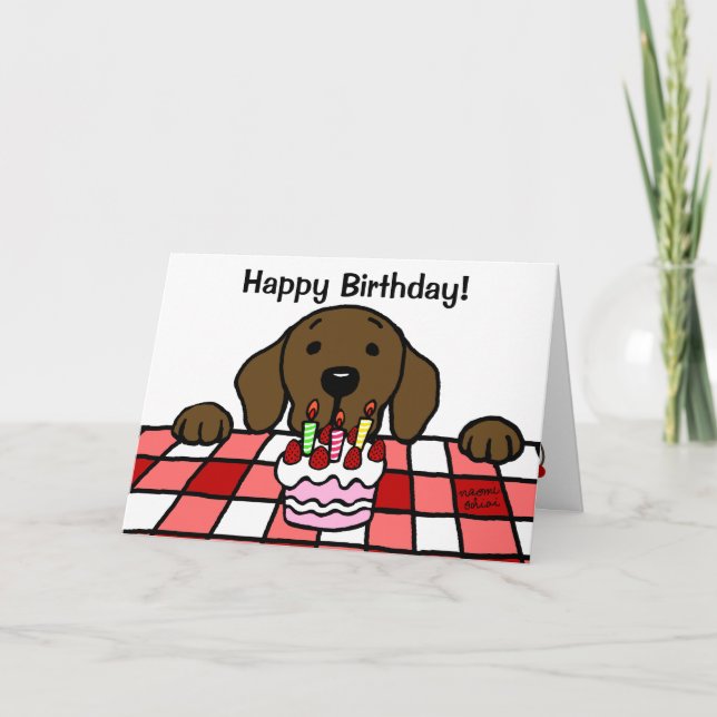 Schokolade Labrador beim Geburtstag Karte (Vorderseite)