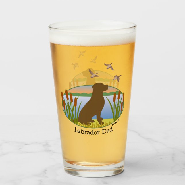 Schokolade Labrador Bird Hund Sunset Glas (Vorne (Gefüllt))