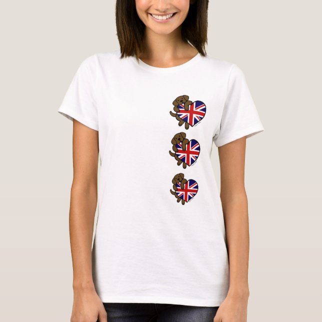 Schokolade Labrador Britisches Herz T-Shirt (Vorderseite)