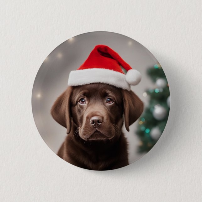Schokolade Labrador Button (Vorderseite)