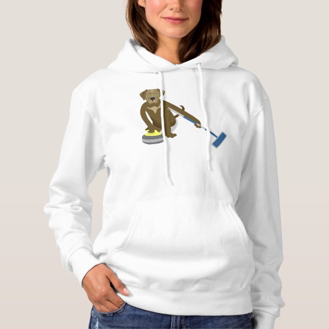 Schokolade Labrador Curling Hoodie (Vorderseite)