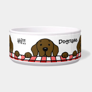 Schokolade Labrador, das Sie Küche aufpasst Napf