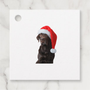 Schokolade Labrador Dog Portrait Weihnachtsmannmüt Geschenkanhänger