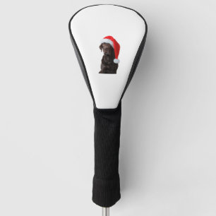 Schokolade Labrador Dog Portrait Weihnachtsmannmüt Golf Headcover