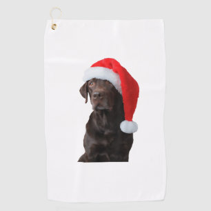 Schokolade Labrador Dog Portrait Weihnachtsmannmüt Golfhandtuch