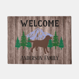 Schokolade Labrador Evergreen Trees Doormat Wood Fußmatte