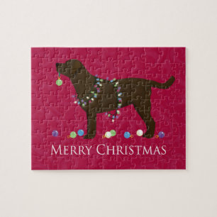 Schokolade Labrador Frohe Weihnachtsgestaltung Puzzle