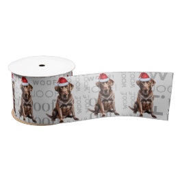 Schokolade Labrador Funny Santa Dog Weihnachten Satinband