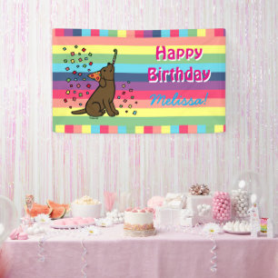 Schokolade Labrador Geburtstagsparty Confetti Hori Banner