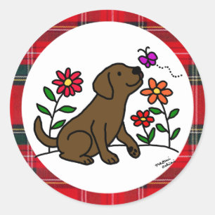 Schokolade Labrador & Green mit Herz Runder Aufkleber