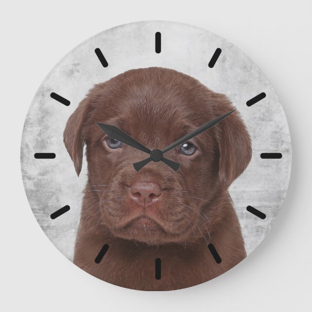 Schokolade Labrador Große Wanduhr (Vorderseite)