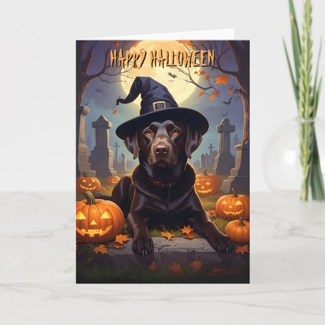 Schokolade Labrador Halloween Karte (Vorderseite)