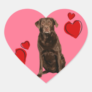 Schokolade Labrador Happy Valentinstag Herz-Aufkleber