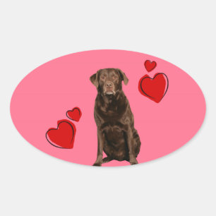 Schokolade Labrador Happy Valentinstag Ovaler Aufkleber