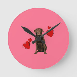 Schokolade Labrador Happy Valentinstag Runde Wanduhr