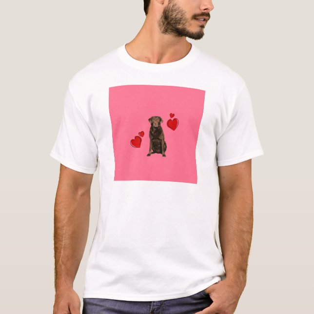 Schokolade Labrador Happy Valentinstag T-Shirt (Vorderseite)